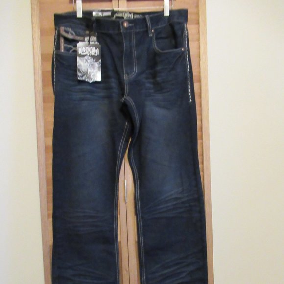 Mens 36x34 Urban Label dark indigo blue jeans size Embroidered NWT 36 34